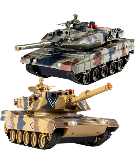 1/24 RC Battle Tank Set, Remote Control USA M1A2 and Ger Leopard II